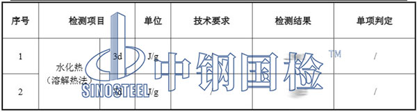 水泥水化熱檢測項目結果
