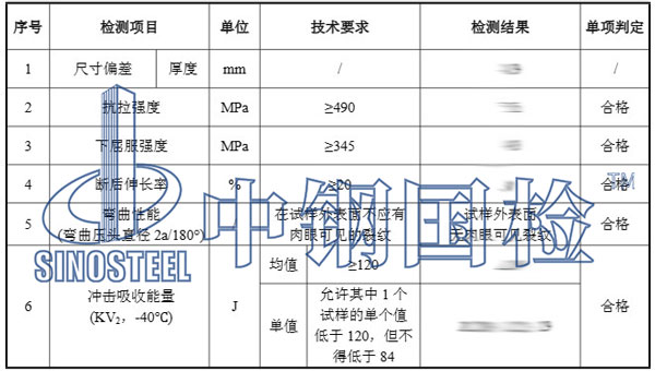 檢測項目結果