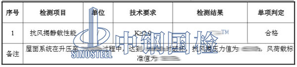 雨棚抗風揭檢測結果