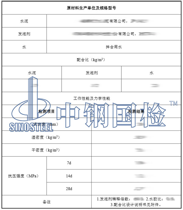 泡沫混凝土檢測項目結果