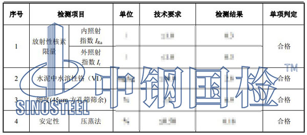 水泥第三方檢測項目結果