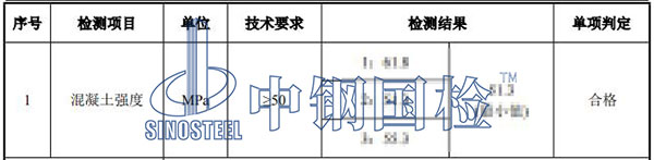 混凝土芯樣檢測結果