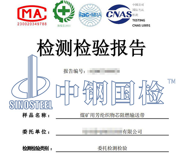 阻燃輸送帶檢測報告